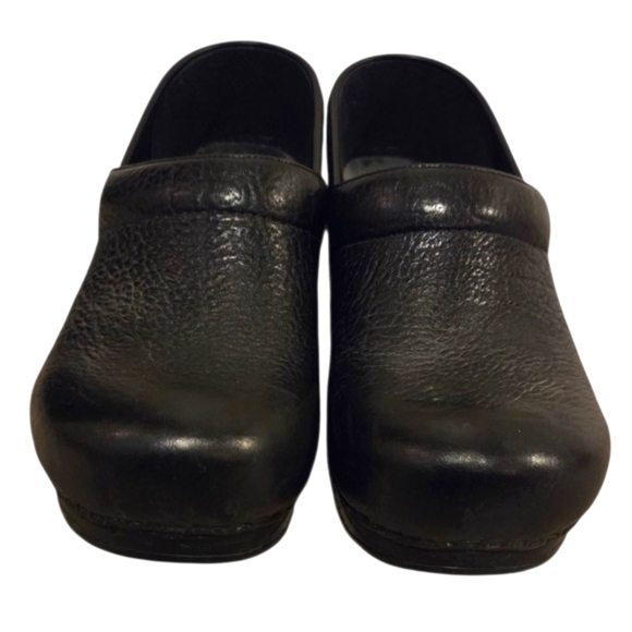 Dansko Black Embossed Pebble Leather Slide On Clog Shoes Medical Comfort Size 44 - Picture 5 of 8